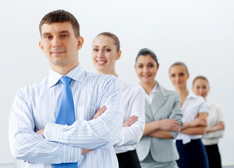 Group of business people standing in row