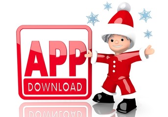 app download symbol presented by mini santa claus