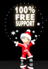 santa claus under a glaring 100 percent free support symbol