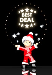 santa claus under a glaring best deal label