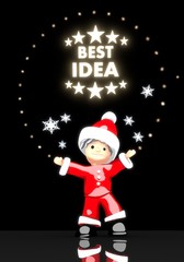 santa claus under a glaring best idea symbol