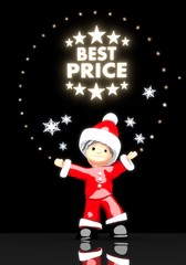santa claus under a glaring best price label