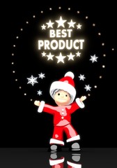 santa claus under a glaring best product label