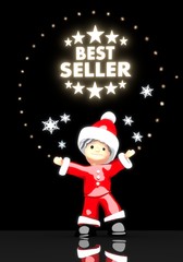 santa claus under a glaring best seller symbol