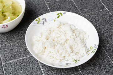 white rice in dish