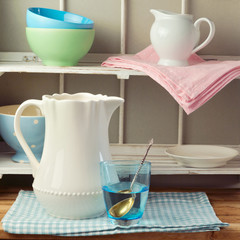 Shabby chic retro style kitchen tableware