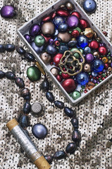 composition of the objects of jewelry and beaded handmade