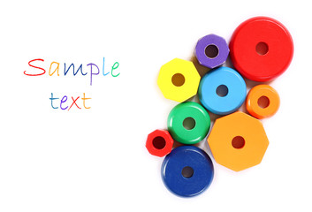 colorful Wooden blocks isolated on white -shallow dof