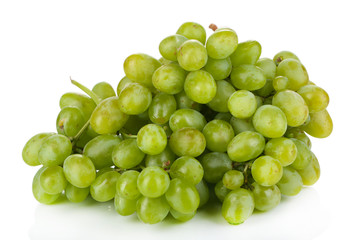 Ripe green grapes isolated on white