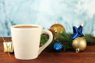 Cup of hot cacao with Christmas decorations
