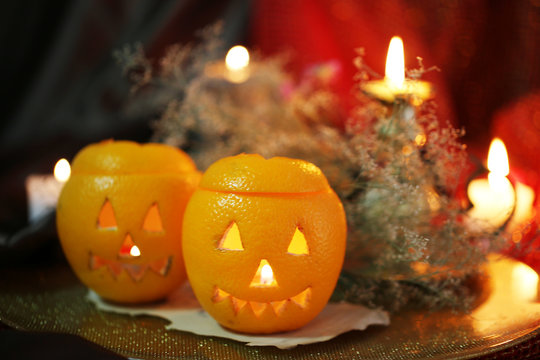 Festive composition with lanterns  and candles