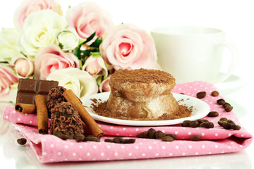 Yummy chocolate cake close-up