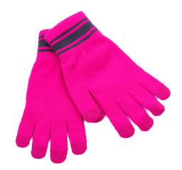 Woman knitted gloves, isolated on white