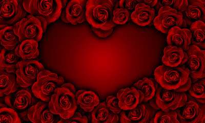 Obraz na płótnie Canvas red roses making heart shape, valentine
