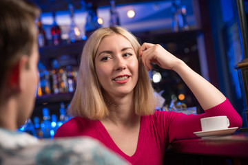 portrait of a nice woman at the bar