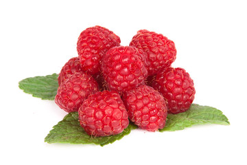 raspberry  on mint