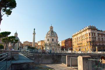 Fototapeta na wymiar Forum Trajana z kolumny Trajana w Rzymie, Włochy.