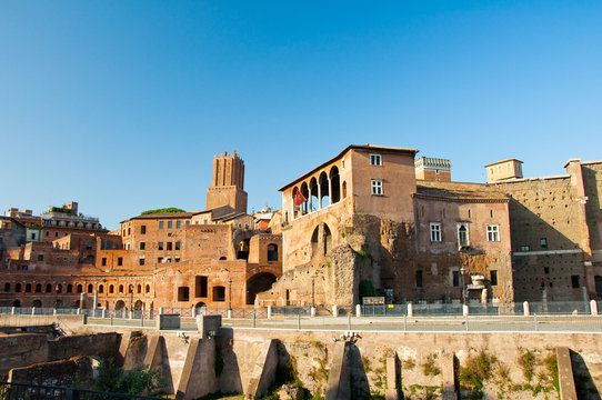 Trajan's Forum and Casa dei cavalieri di Rodi. Rome, Italy