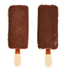 Chocolate-covered vanilla ice cream bar