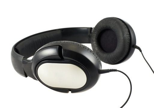 Black headphones set with a wire