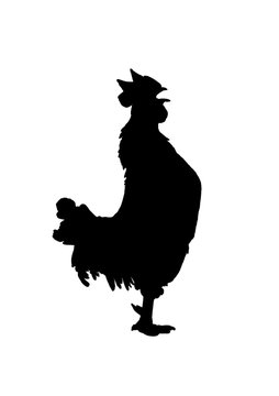 black rooster silhouette crowing white background clip art preview