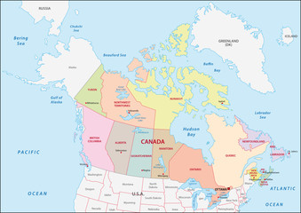 Fototapeta na wymiar canada administrative map