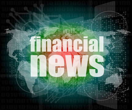 financial news words on digital touch screen