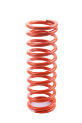 Red metal spring on a white background.