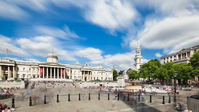 Long exposure time lapse of Trafalgar Square in London