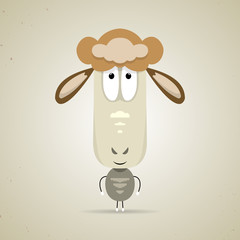 Cute cartoon smiling sheep standing facing the camera