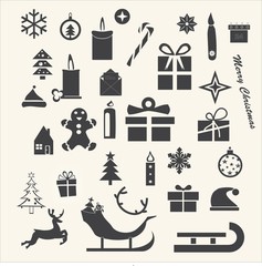 Fototapeta na wymiar Christmas and Winter icons collection - vector silhouette