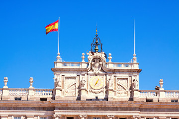Closeup of facade of Royal Palace in Madrid