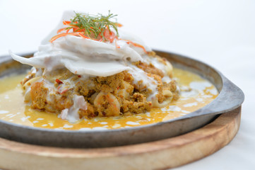 Steamed seafood and coconut with curry paste Thai Food