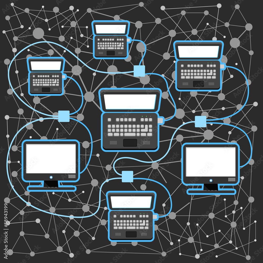Aufkleber Abstract scheme of modern computer network