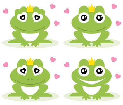 Vector illustration of green frogs
