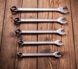 Instruments on wooden background