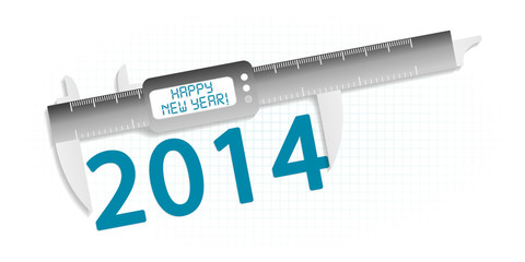 Happy new year 2014 precision measuring tool concept