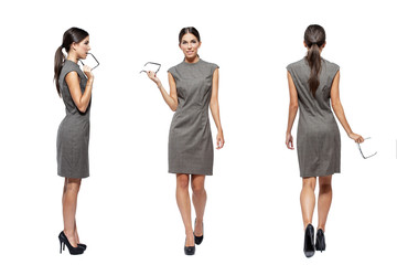 Fototapeta premium Businesswoman front side back view