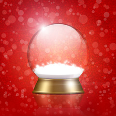 empty snow globe on bokeh background