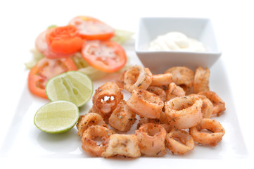 Deep Fried Calamari Rings with Sauce Bowl