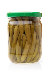Preserved okro in glass jar