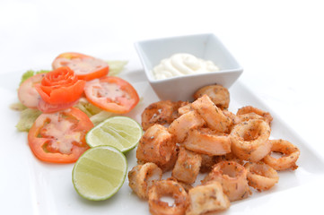 Deep Fried Calamari Rings with Sauce Bowl