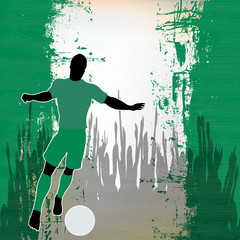 Football Nigeria, Vector Soccer player over a grunged Nigerian F - 58946930