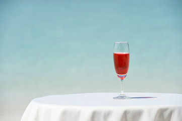 cocktail glass kept on sea beach