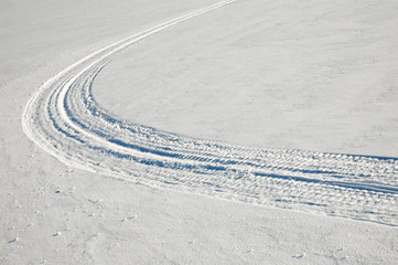 caterpillar trace on snow surface