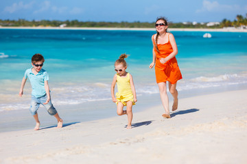 Family at Caribbean beach