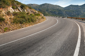 Rural mountain asphalt highway in Montenegro