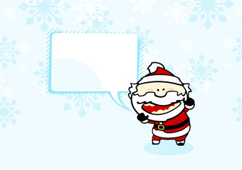 Christmas card with bad Santa under a snowfall