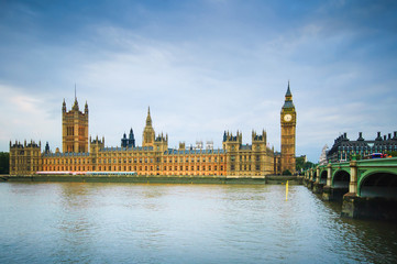 Fototapeta na wymiar Big Ben, Houses of Parliament, Thames river. London, UK