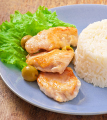 Rice and fried chicken